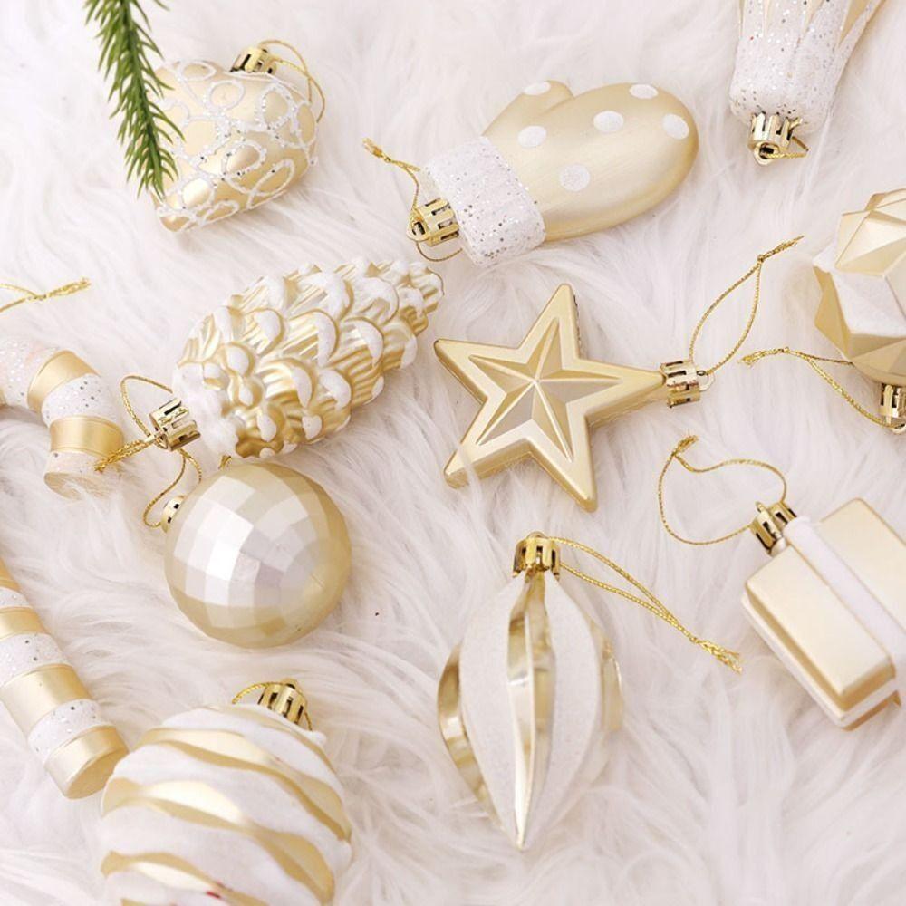 16Pcs Plastic Christmas Tree Decorations Cartoon Christmas Tree Pendant NEW Xmas Hanging Ball Set