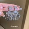 Серебряная игла инкрустированная бриллиантами веерная юбка серьги преувеличенный нишевый темперамент пусеты новая личность полностью бриллиантовые уши