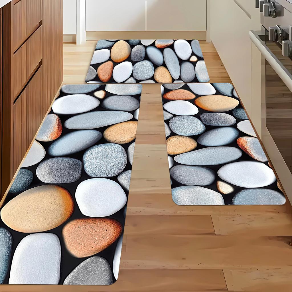 1 шт. анти-усталостные кухонные коврики, 3D-принт с диатомитовой галькой, водонепроницаемый нескользящий толстый мягкий кухонный коврик, прочный, удобный стоячий коврик для кухни