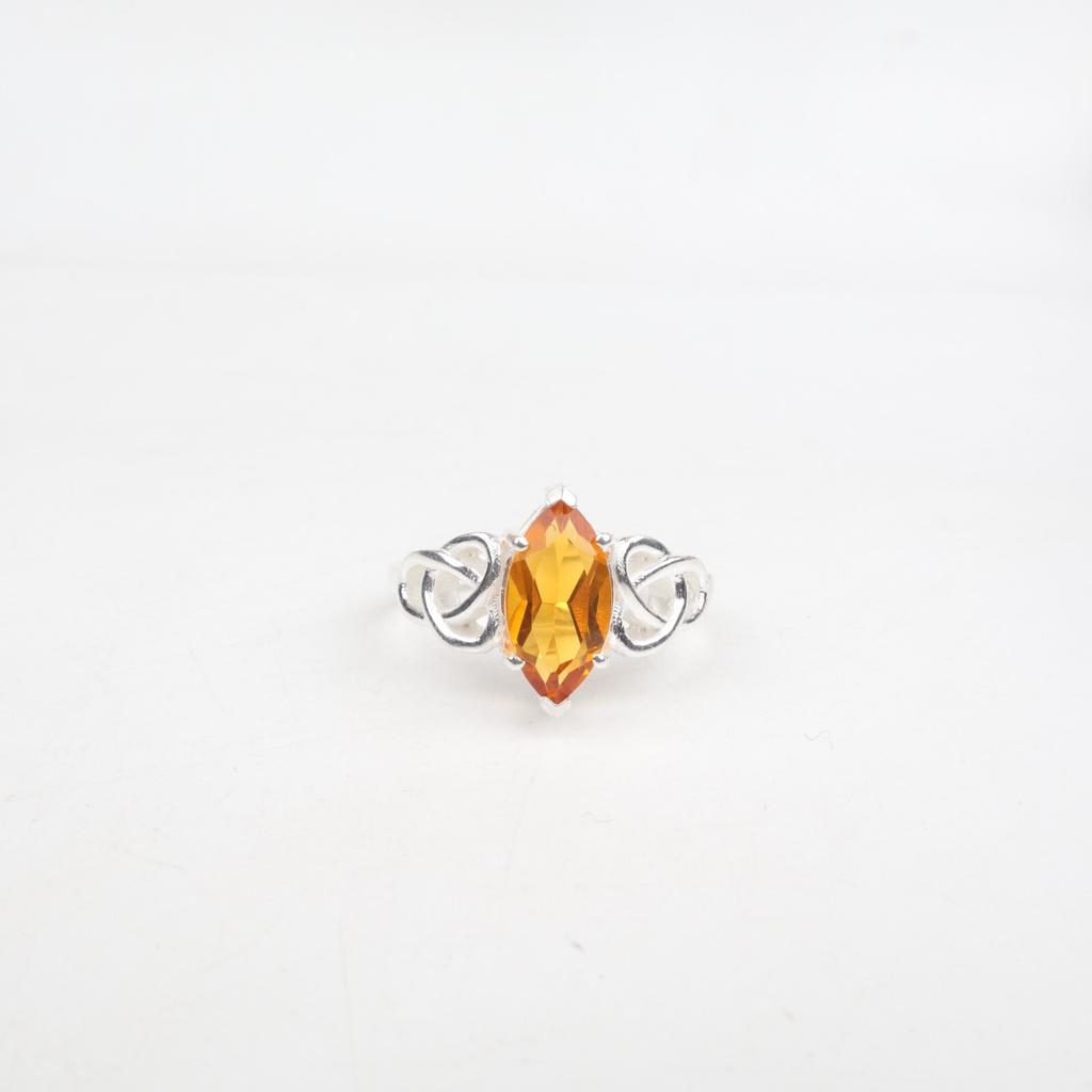 Natural Citrine Gemstone 925 Sterling Silver Jewelry Women's Boho Ring For Gift CZR-5-4