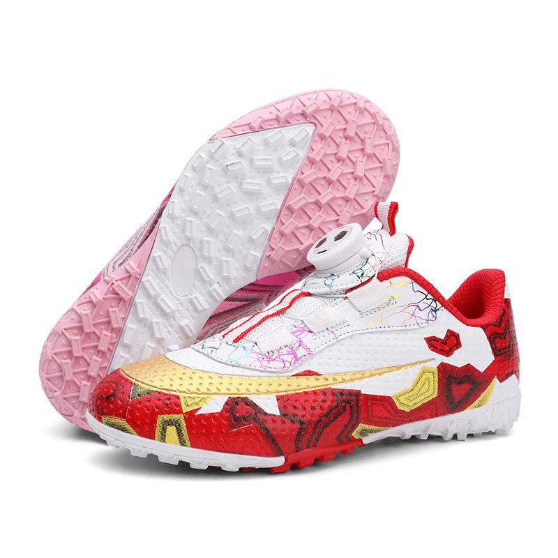 Training Button Nail Mandarin Duck Shoes Broken Lace-Up Student Buckle Free Men'S And Women'S Spinning Children'S Magic Children'S Football Shoes
