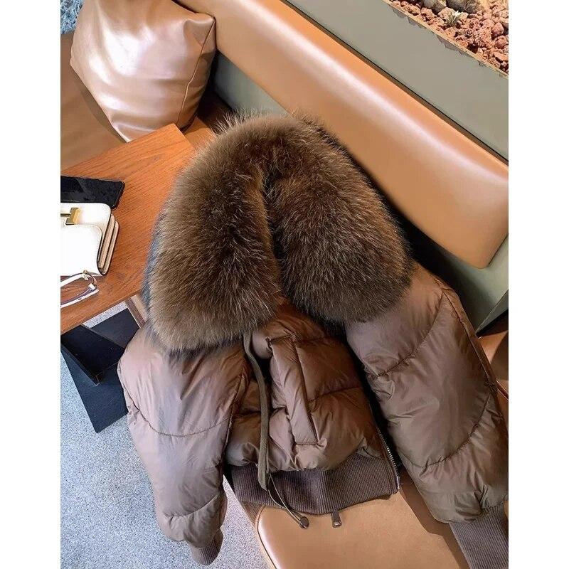 Зимняя женская куртка-пуховик теплая женская пуховая удобная короткая однотонная зимняя верхняя одежда с воротником