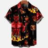 Devil Horror 3d Print Hawaiian Shirt Men Clothes Breathable Loose Men's Shirts Male Short Clothes Sleeve Summer Male Shirt