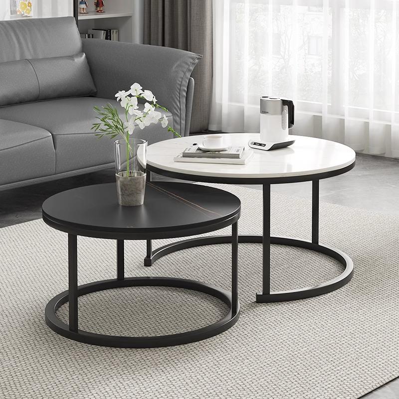 Modern Round Coffee Table: Elegant Small Side Table for Living Room or Balcony