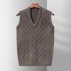 Men's V-neck Sweater Vest Autumn and Winter Sleeveless Vest Sweater for The Elderly with A Shawl Diamond Bottoming Sweater