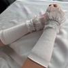 Women Long Elastic Arm Sleeves Lace Knit Wrist Cuffs Warm Soft Mittens Lolita False Cuffs Sweater Decor Girl Temperament Fashion Collocation Decor