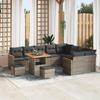 12-piece Garden Sofa Set with Grey Cushions Poly Rattan Acacia 3363083