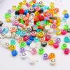 500Pcs Round Shape Acrylic Beads Spaced Smile Beads For Jewelry Making Craft Accessories