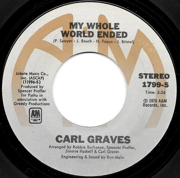 7-дюймовая пластинка CARL GRAVES My Whole World Ended 1799S AM Records 1976 США SoulFunk Б/у