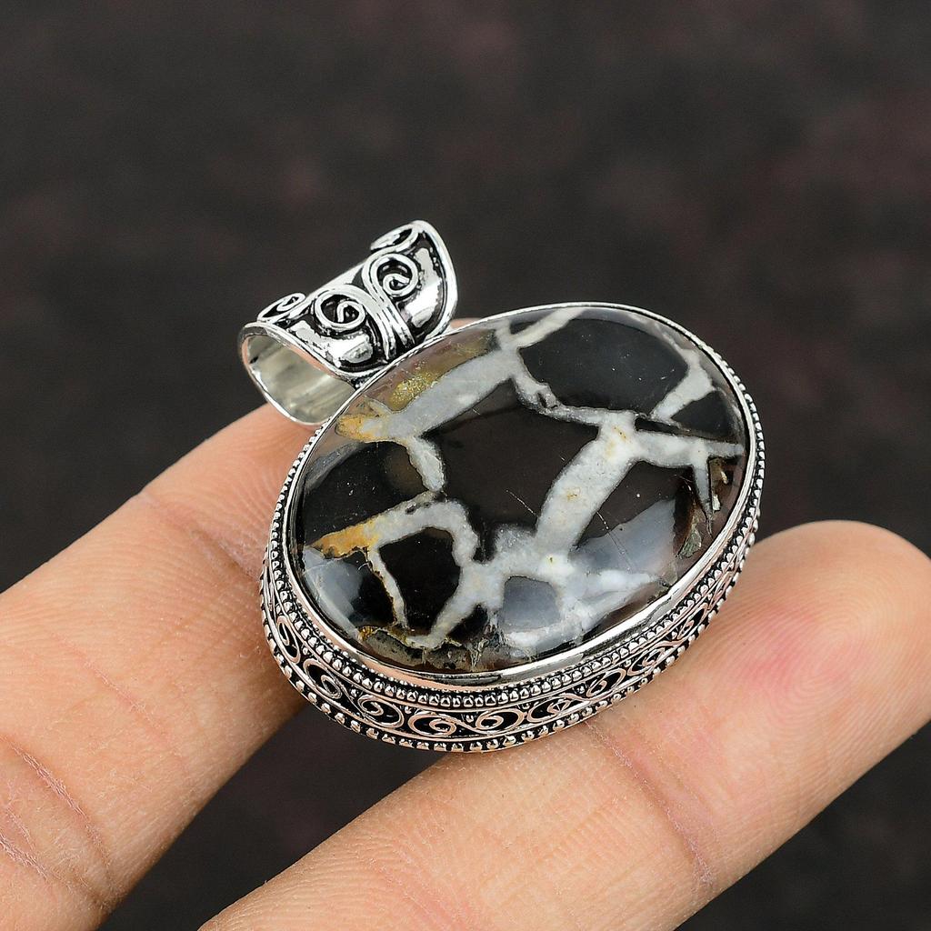 Moroccan Mud Crack Fossil Pendant 925 Sterling Silver Pendant Top Quality Gemstone Jewelry Handmade Pendant Vintage Pendant Gift For Friend