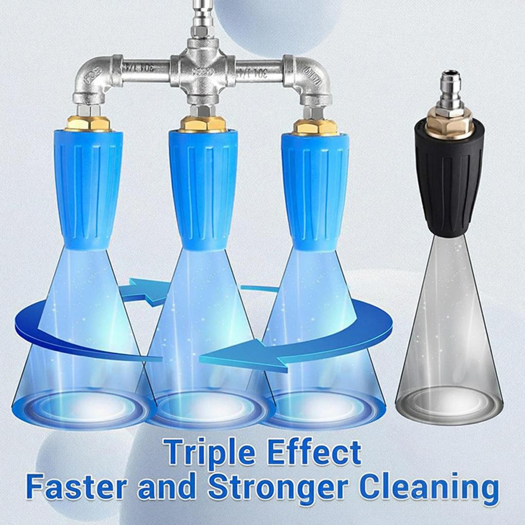 3 in 1 360 Degree Rotating Turbo Nozzle with 1/4 Inch Quick Connection Rotating Pressures Washer Tips for Garden Car Concrete