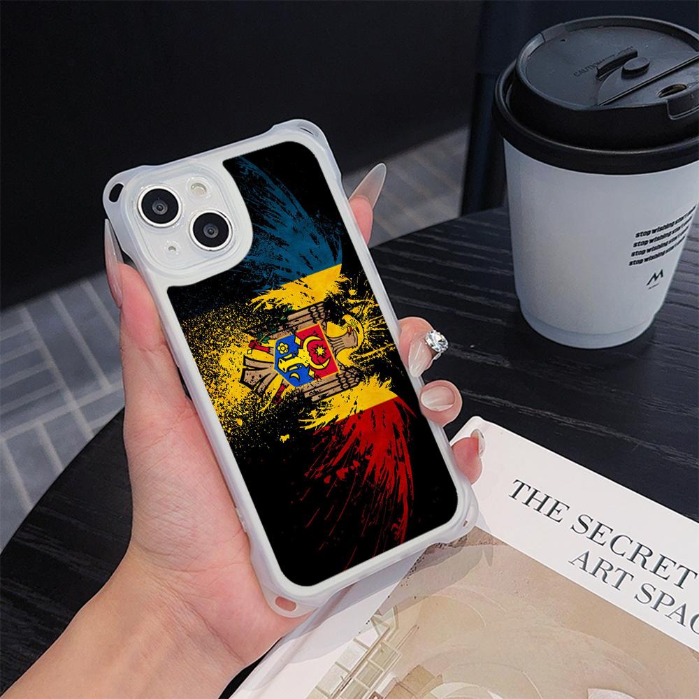 Мягкие чехлы для телефонов Ae94 с флагом Республики Молдова для iPhone 16 15 14 13 12 11 Pro Max 8 Plus XR XS с ремешком на запястье, защитным шнурком для углов, задней крышкой