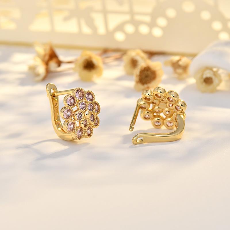 BELLA BOX Новые корейские модные серьги-гвоздики в виде подсолнуха, роскошные, модные и элегантные серьги с цирконом на игле из чистого серебра для женщин