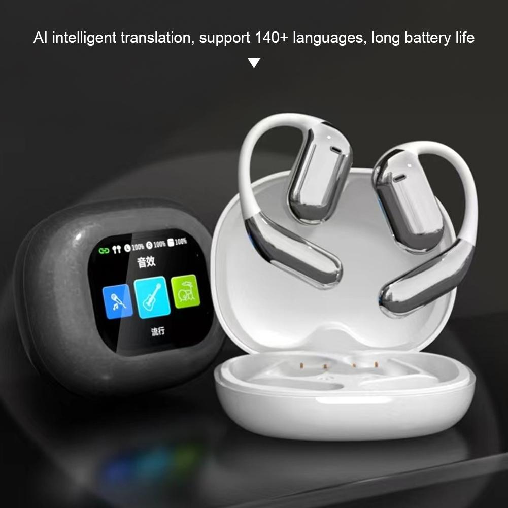 Наушники Bluetooth с искусственным интеллектом и функцией перевода, с цветным ЖК-экраном, шумоподавлением, спортивные наушники
