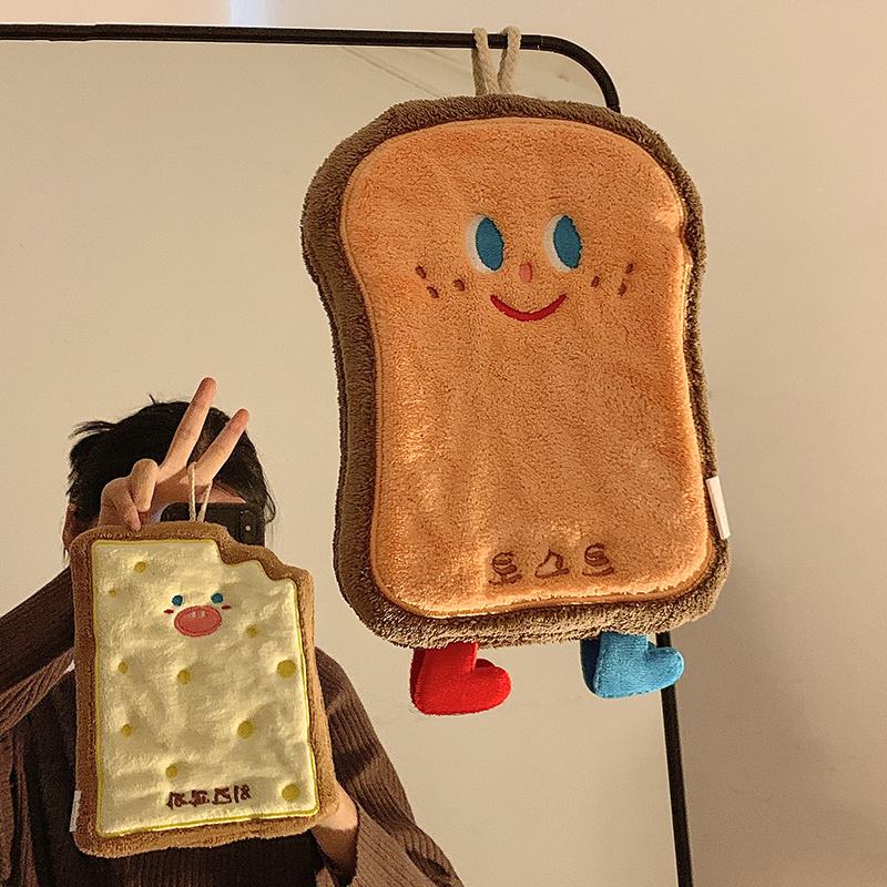 Милое мультяшное полотенце для вытирания рук, утолщенное, впитывающее, кавайное, мягкое полотенце с петлей для подвешивания, принадлежности для ванной комнаты