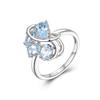 Elegant 925 Sterling Silver Leaf Style Fancy Design Ring Natural Sky Blue Topaz Gemstones Fine Jewelry for Women Valentines Gift