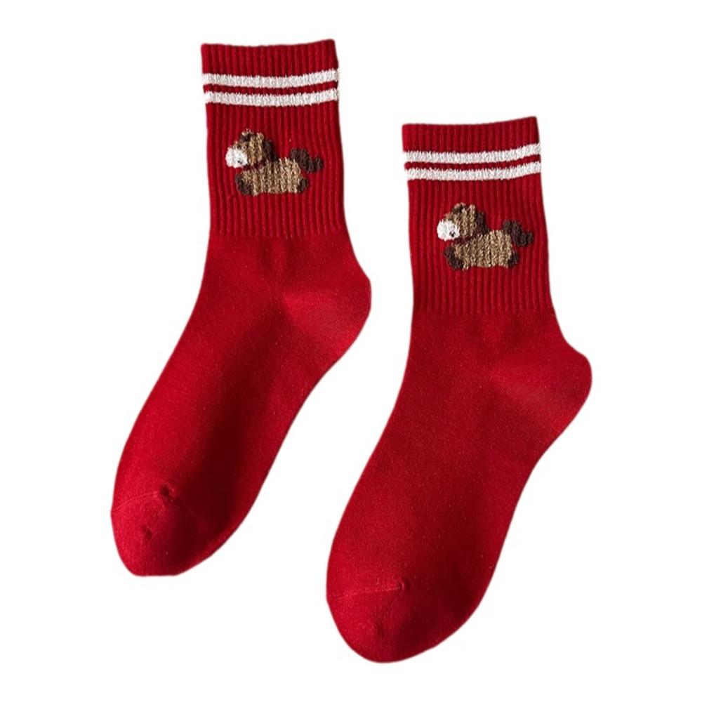 Cotton Cartoon Red Socks Soft Zodiac Year Socks Cute Year of The Horse Socks  Gift