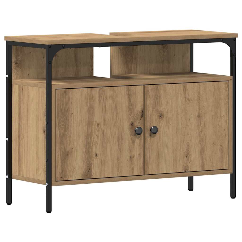 Bathroom Furniture Set with Shelf 4 pcs Artisan Oak Wood Based Material
