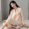Women's Plus Size Cotton Cardigan Pajamas Set - Long Sleeve, Two-Piece, Perfect for Autumn/Spring