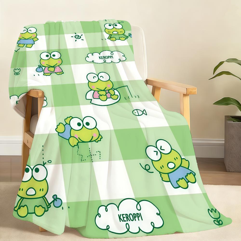 Kawaii K-Keroppi-I Chibi Blanket Soft Throw Blanket for Home Bedroom Bed Sofa Picnic Travel Office Rest Cover Blanket Gift