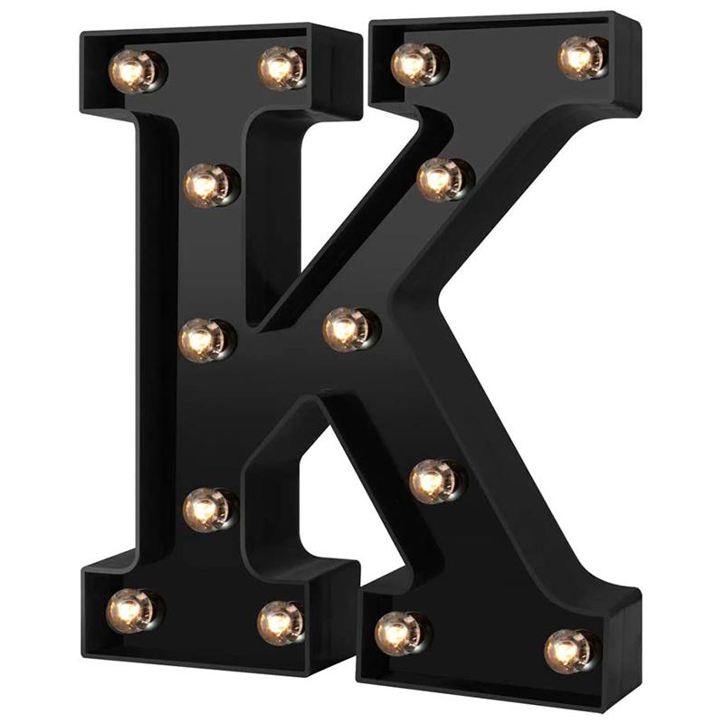 LED Black Letter Light 26 English Night Light Large Luminous Alphabet Lights Wedding Modeling Lamp For Party Birthday Home Bar