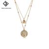 Exquisite Double-Layered Gold Coin Pendant Necklace for Women – High-Design, Multi-Layer Clavicle Choker with Light Luxury Style