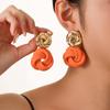 Модные цветные контрастные серьги с лаком для выпечки, серьги из жареного теста, металлические серьги с полым узлом, элегантные женские серьги