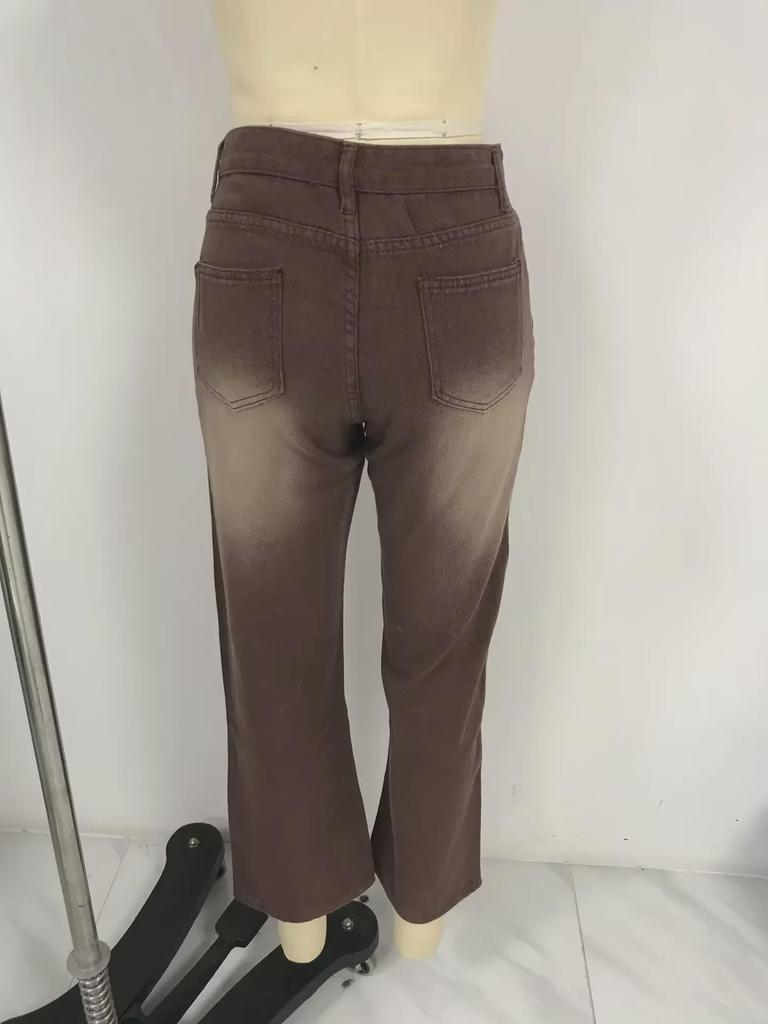 Women's European & American Street Style Low-Waist Distressed Multi-Color Loose Fit Jeans