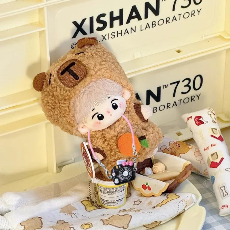 Одежда для куклы 17 см Лабубу Капибара Набор Комбинезон Каваи Головной убор Камера 3 шт./уп. Плюшевый Хлопковый Наряд для куклы Игра-переодевание Декорация