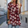 Plus Size Women Spring Wild Flower Printed Comfy Short Sleeve Round Collar T-shirt Casual Baggy Mid Length Tee Tops