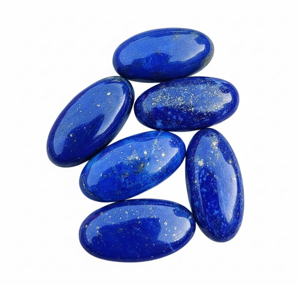 Natural Lapis Lazuli Gemstone Cabochons - Deep Blue Polished Oval Cabs