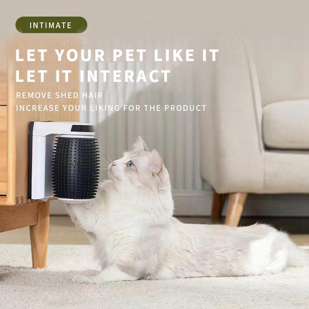 Умная щетка для шерсти кошек с кошачьей мятой, автоматическая вращающаяся машинка для самостоятельной стрижки кошек, настенный угловой прибор для ухода за кошками, электрический массажер для кошек