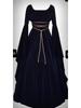 Women Vintage Costumes Sexy Long Sleeve Lace-Up Medieval Gothic Floor Length Dresses Cosplay Retro Long Maxi Dress
