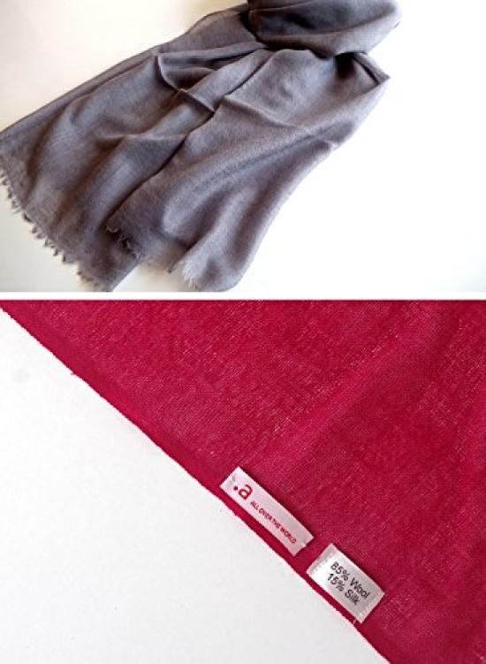 All Over the Cashmere Touch [.a World] Stole, Silk, Wool, Large, Women's, Thin, Black, (Black)