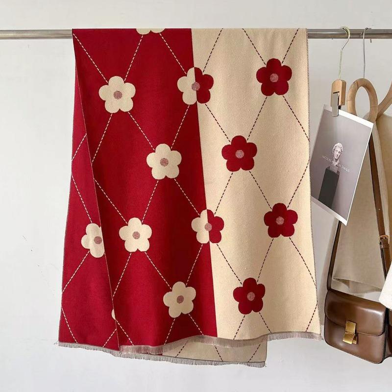 2024 New Autumn and Winter Warm Scarf Double-sided Imitation Cashmere To Keep Warm, Student High-end Female Scarves