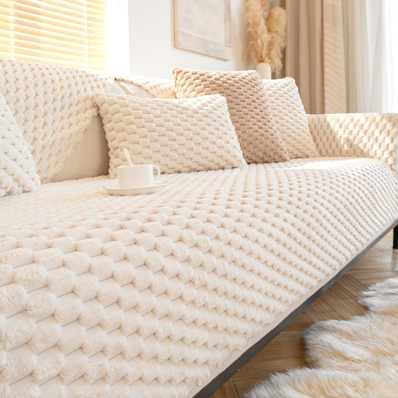 Клетчатое пушистое полотенце для дивана, мягкий плюшевый чехол для дивана в форме буквы L, нескользящий пылезащитный чехол для дивана, полотенце для гостиной