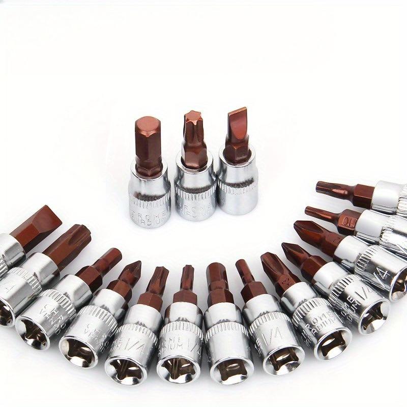 6pcs 1/4 Inch S2 Drive Hex Bit Sockets Set H3 H4 H5 H6 H7 H8 Metric Screwdriver Bit Sockets Hand Tools Socket Joint Hexagonal