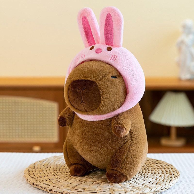 Boutique eight-inch frog hat capybara plush toy scratch doll machine toast snot kapi doll rabbit guinea pig