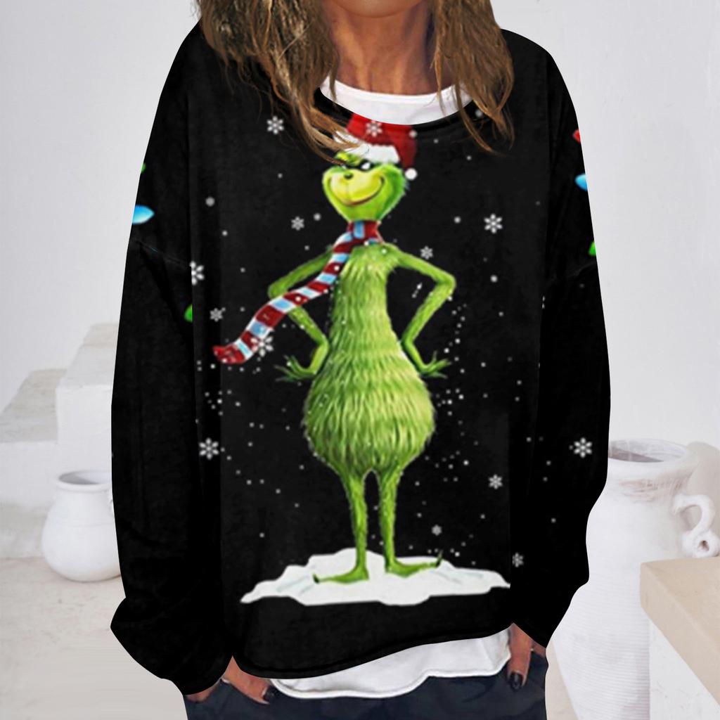 Women's Casual Fashion Vintage Printed Long Sleeve O-Neck Sweatshirt Layer Pullover Top