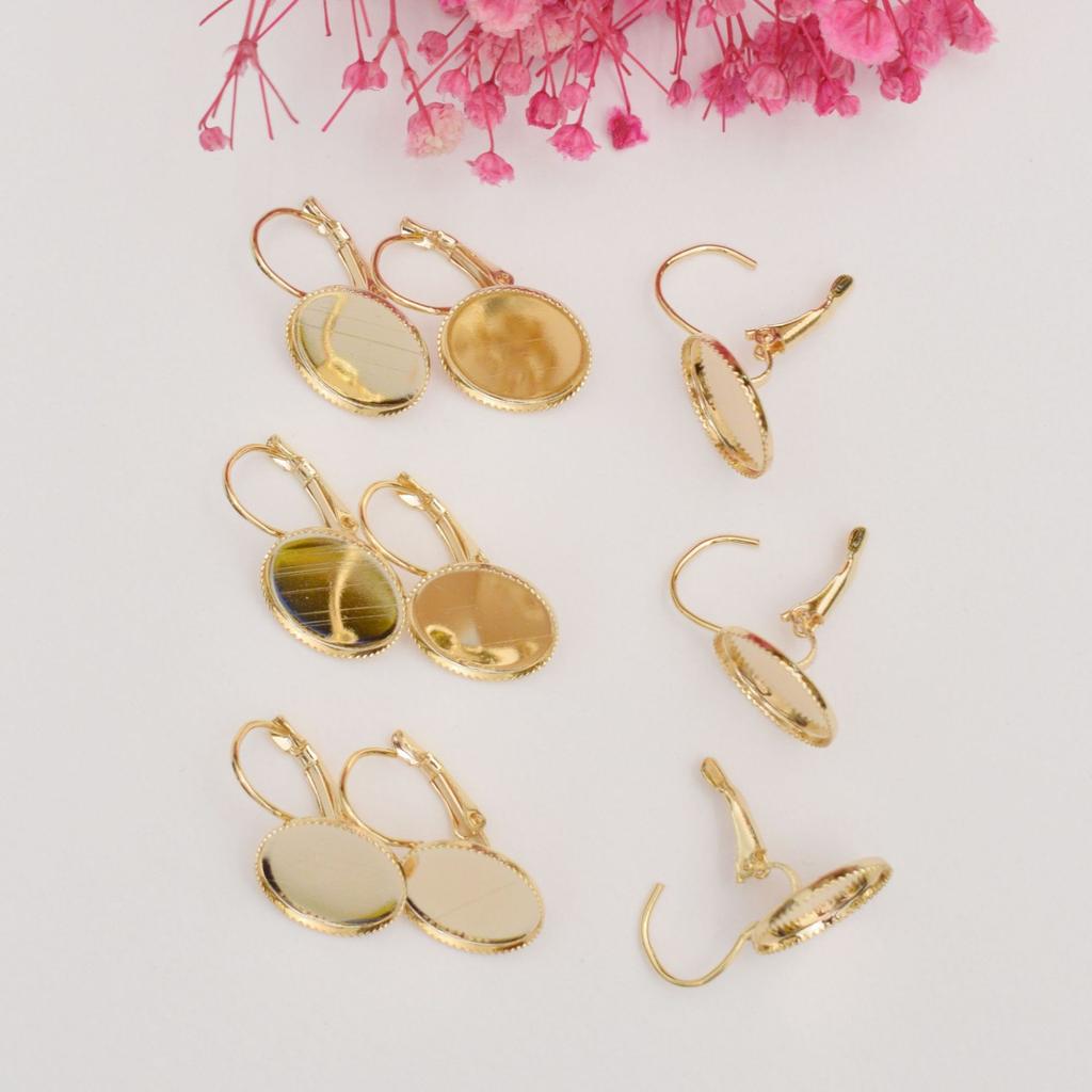 10pcs Tray French Ear Hook, Inner Diameter 10-14Mm Diy Jewelry Accessories Time Gemstone Tray