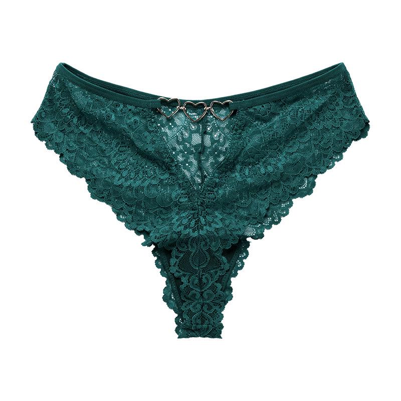 Черные кружевные трусики-стринги с вырезами для комфорта средней посадки - Сексуальное женское нижнее белье больших размеров