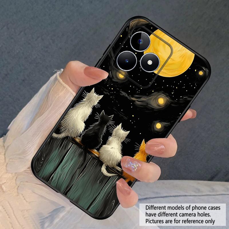Фоновый Кот Для Oppo Realme 11 12 12X 14 Pro Plus 8 C55 C63 65 67 75 51 53 GT 2 7 Neo 3 5 SE 7 50 силиконовый мягкий чехол для телефона