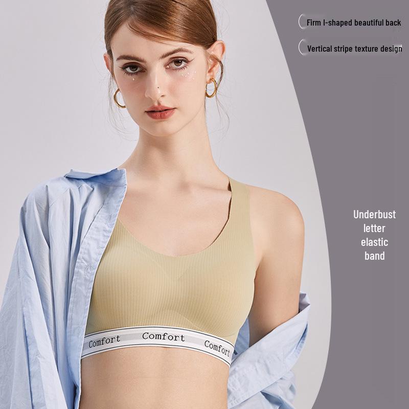 Women's Shockproof Seamless Sports Bra - Wireless, Thin, Anti-Sagging, Side Support, Small Chest Gathering Vest Bra.