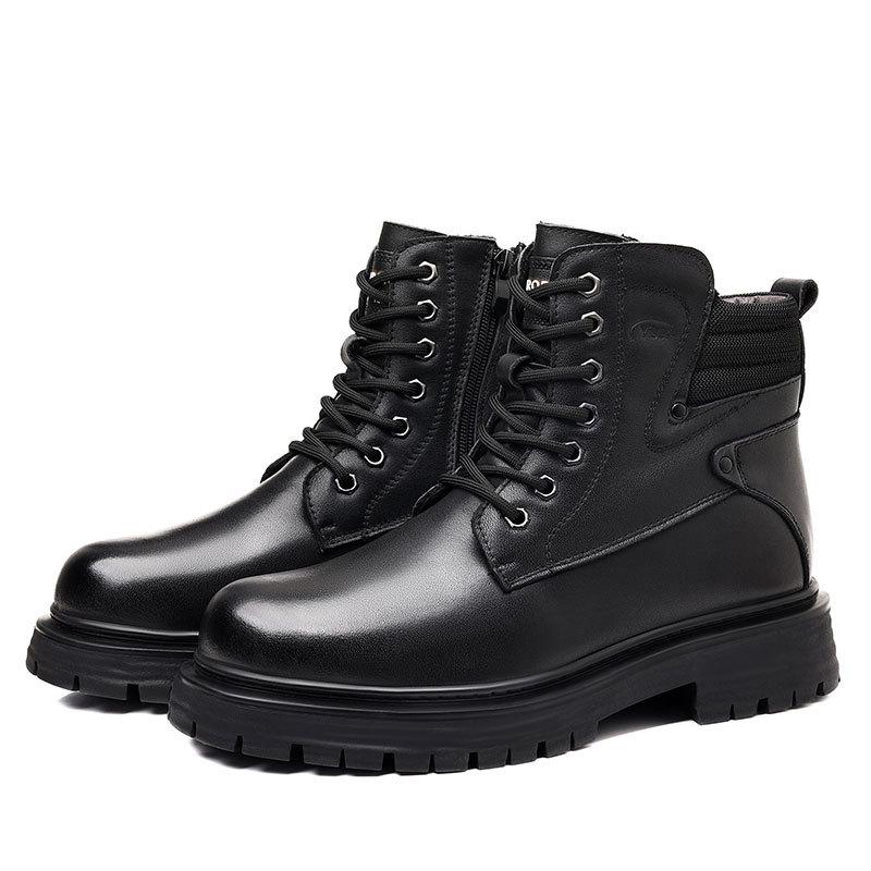 Winter New Tooling Shoes Trendy Men's Martin Boots Men's Genuine Leather Wool Warm Leather Boots Men's Top Layer Cowhide Cotton Boots