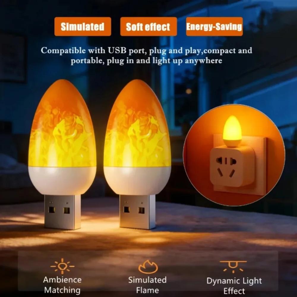 5 В USB LED Динамический Эффект Пламени Вспышка Атмосферный Свет Пламя Пламя Свечи Огни Портативная Книжная Лампа Кемпинговое Освещение Украшение Спальни