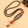 Retro Versatile Men's and Women's Sweater Chain Long High-end Wooden Pendant Buddha Bead Necklace Pendant Cotton and Linen Accessories