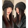 Блестящая вязаная шерстяная шапка для женщин Новая осенне-зимняя модная и универсальная шапка-баотоу, которая подчеркивает маленькое лицо, теплая шапка