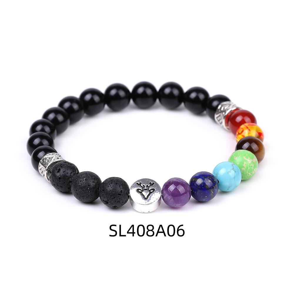 European & American Reindeer Bracelet with Striped Agate, Tiger's Eye, and Frosted Amazonite