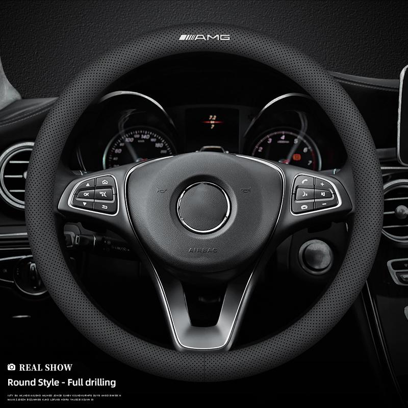 AABCR1 Car Leather Steering Wheel Cover Anti-slip Accessories For Mercedes Benz AMG GLC W203 W206 W220 W205 W211 W212 W201 W210 GLK GLE