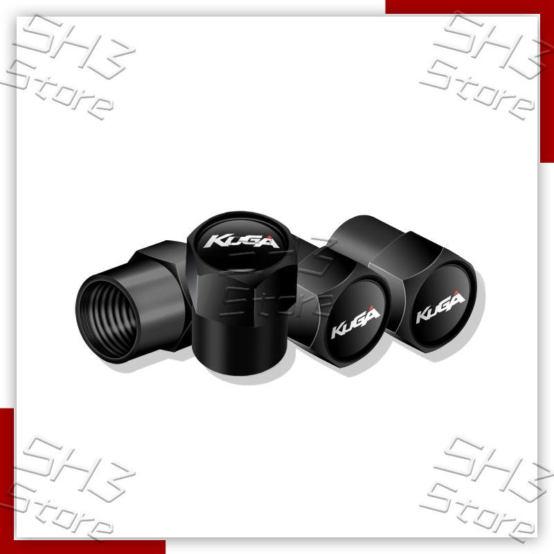 YUQK4 4Pcs Car Metal Wheel Tire Air Valve Stem Caps Dustproof Waterproof Covers For Ford KUGA Emblem MK1 MK2 MK3 Auto Tyre Accessories